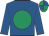 Royal blue, emerald green disc, emerald green and royal blue quartered cap