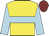 Yellow, light blue hoop and sleeves, maroon cap