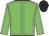 Green body, white seams, green arms, white seams, black cap