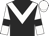 Black body, white chevron, white arms, black armlets, white cap