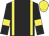 Black body, yellow braces, black arms, yellow armlets, yellow cap
