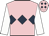 Pink, dark blue triple diamond, white sleeves, pink cap, dark blue diamonds