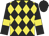 Black, yellow diamonds, black arms, yellow armlets, black cap