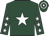 Dark green, white star, white stars on sleeves, hooped cap