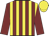 Maroon & yellow stripes, maroon sleeves, yellow cap
