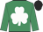 Emerald green, white shamrock, black cap