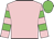 pink, green hoops on sleeves, green cap
