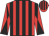 Red and black stripes, diabolo on sleeves