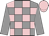 Grey & pink check, grey sleeves, pink cap
