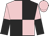 Black & pink quartered, halved sleeves, pink cap