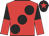 Red, large black spots, halved sleeves, black cap, red star