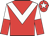 Red, white chevron, halved sleeves, red cap, white star