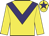 Yellow, purple chevron, purple star on cap