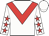 White, red chevron, red stars on sleeves, white cap