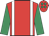 Red, white braces, emerald green sleeves, red cap, emerald green spots