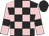Black and pink check, pink sleeves, black armlets, black cap