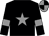 Black body, grey star, black arms, grey armlets, grey cap, black quartered