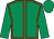 Emerald green, orange seams, emerald green sleeves & cap