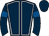 Dark blue, white seams, dark blue sleeves, royal blue armlets, dark blue cap