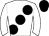 White, large black spots, black cap