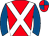 Red, white cross belts, royal blue sleeves, red and royal blue quartered cap