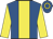 Royal blue, yellow stripe, yellow sleeves, royal blue cap, yellow hoop
