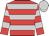Red, silver hoops, red sleeves with silver hoops, silver cap