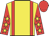 Yellow body, red braces, red arms, yellow stars, red cap