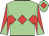 Light green, red triple diamonds, red sleeves, light green diabolo, red diamond on light green cap