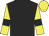 Black body, yellow arms, black armlets, yellow cap
