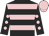 Black, pink hoops, black sleeves, pink spots, pink cap