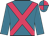 Kingfisher, cerise crossed sashes, quartered cap