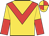 Gold, red chevron, gold and red halved sleeves, quartered cap