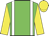green, white braces, yellow sleeves and cap