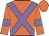 orange, mauve cross sashes, mauve armlets, orange cap