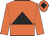 Orange body, black triangle, orange arms, orange cap, black diamond