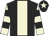Black body, beige stripe, beige arms, black hooped, black cap, beige star