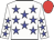 White body, big-blue stars, white arms, big-blue stars, red cap