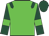green with dark green epaulets, dark green sleeves with green armlets, dark green cap