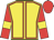 Yellow, red seams, red sleeves, yellow armlets, red cap