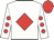 White, red diamond, red spots on sleeves, red cap