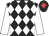 Black & white diamonds, white sleeves, black cap, red diamond