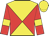 Yellow and red diabolo, red sleeves, yellow armlets, yellow cap