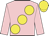 Pink, large yellow spots, yellow cap