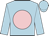 Light blue body, pink disc, light blue arms, light blue cap