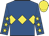 Royal blue, yellow triple diamond, yellow stars on sleeves, yellow cap