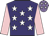 Purple, white stars, pink sleeves, mauve cap, white stars