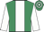 Emerald green, white panel & sleeves, hooped cap