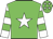 Green body, white star, white arms, green hooped, green cap, white stars