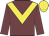 Garnet body, yellow chevron, garnet arms, yellow cap